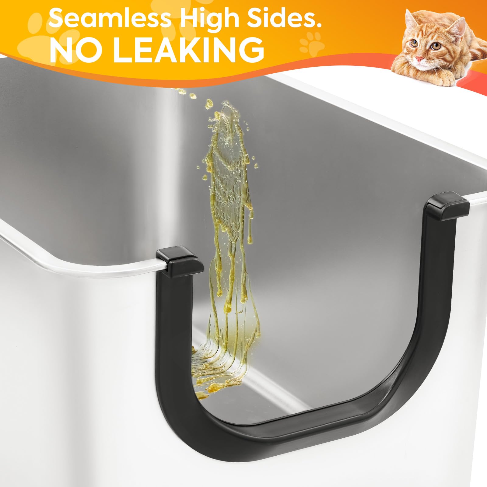 Yangbaga extra large litter box 6-inch entry demonstrates easy access for kittens and seniors.