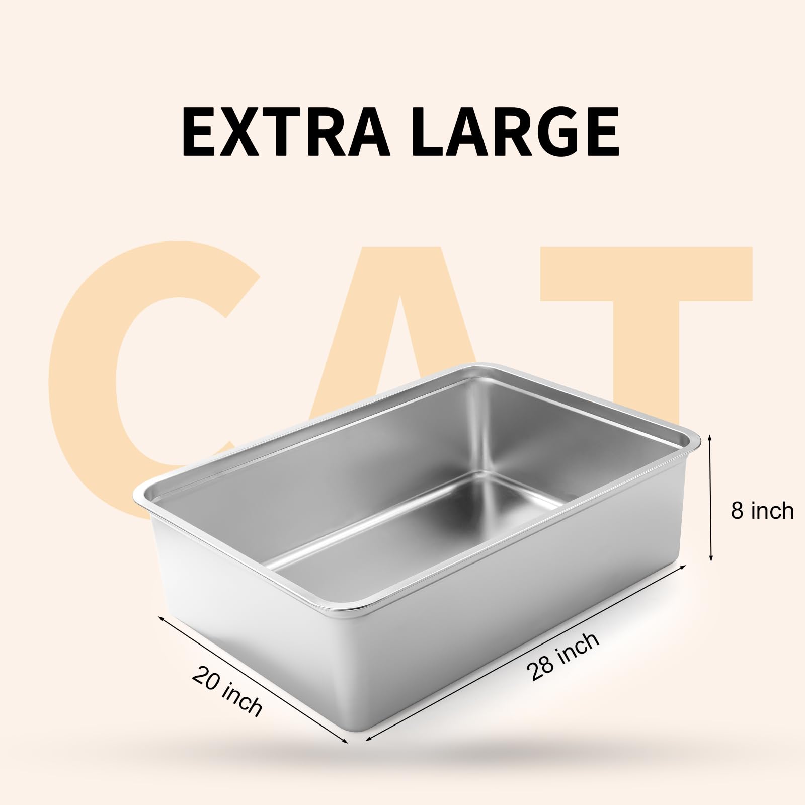 Yangbaga high-sides litter box reveals eight-inch walls for containment.