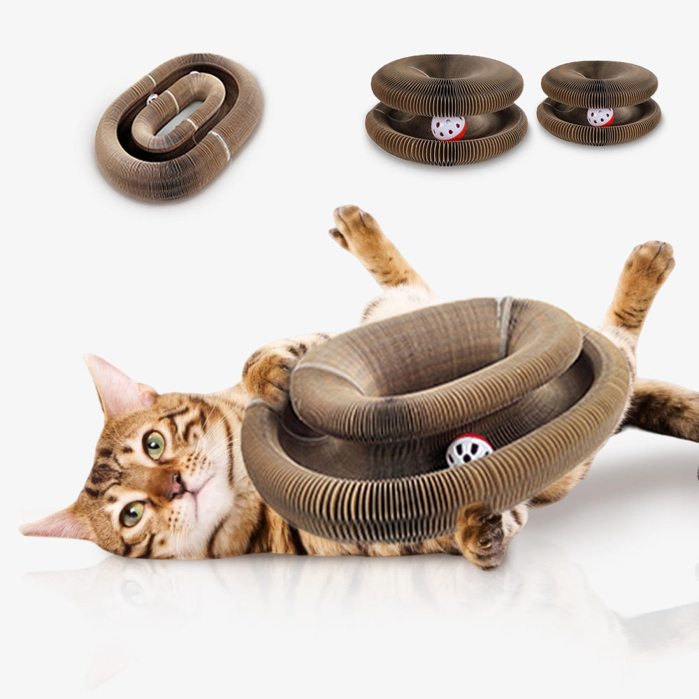 Yangmu Bfbawm foldable honeycomb cat scratcher 2-piece set enables easy storage and playful engagement.