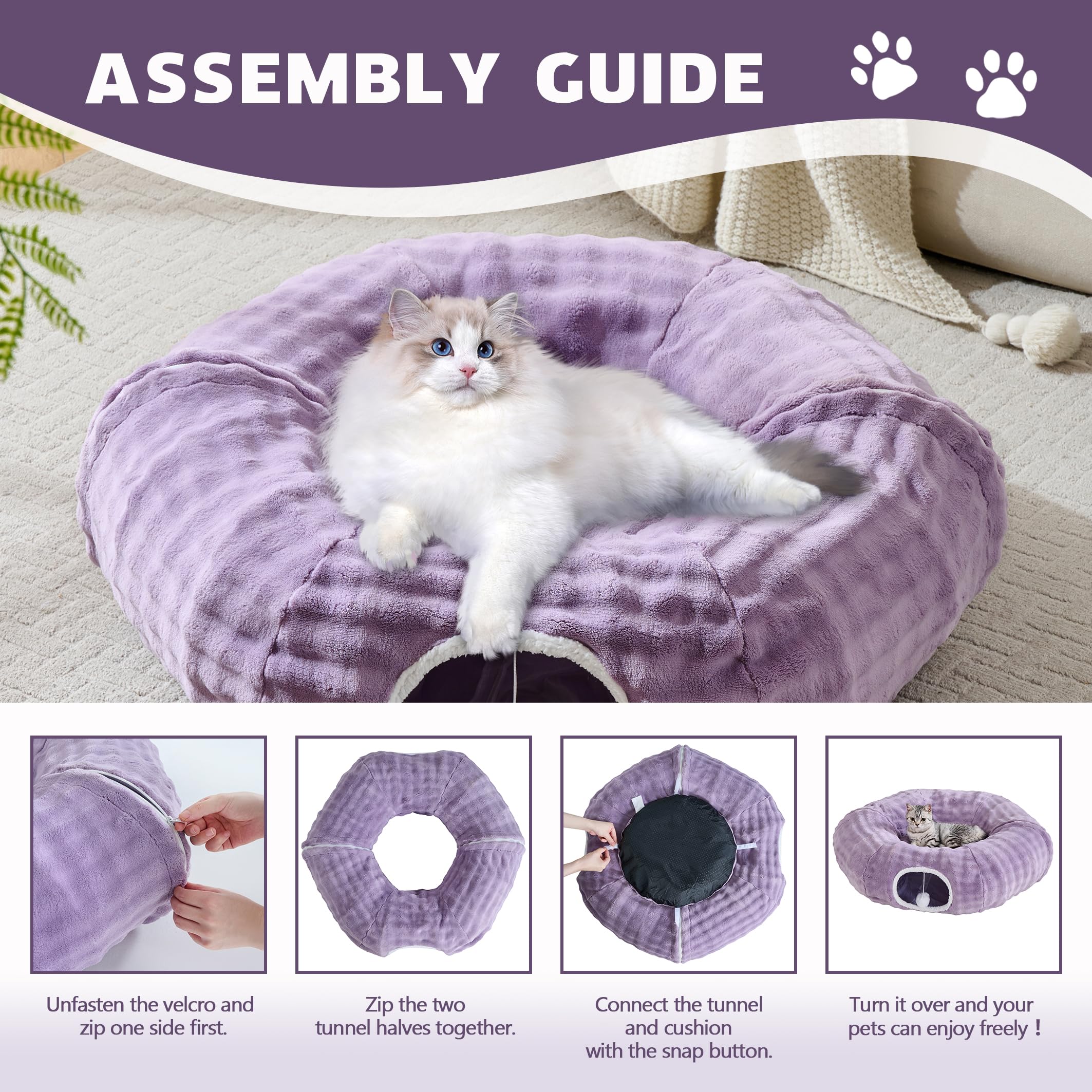 Yaning Bubble Cat Tunnel decorative bubble patterns blend with home decor.