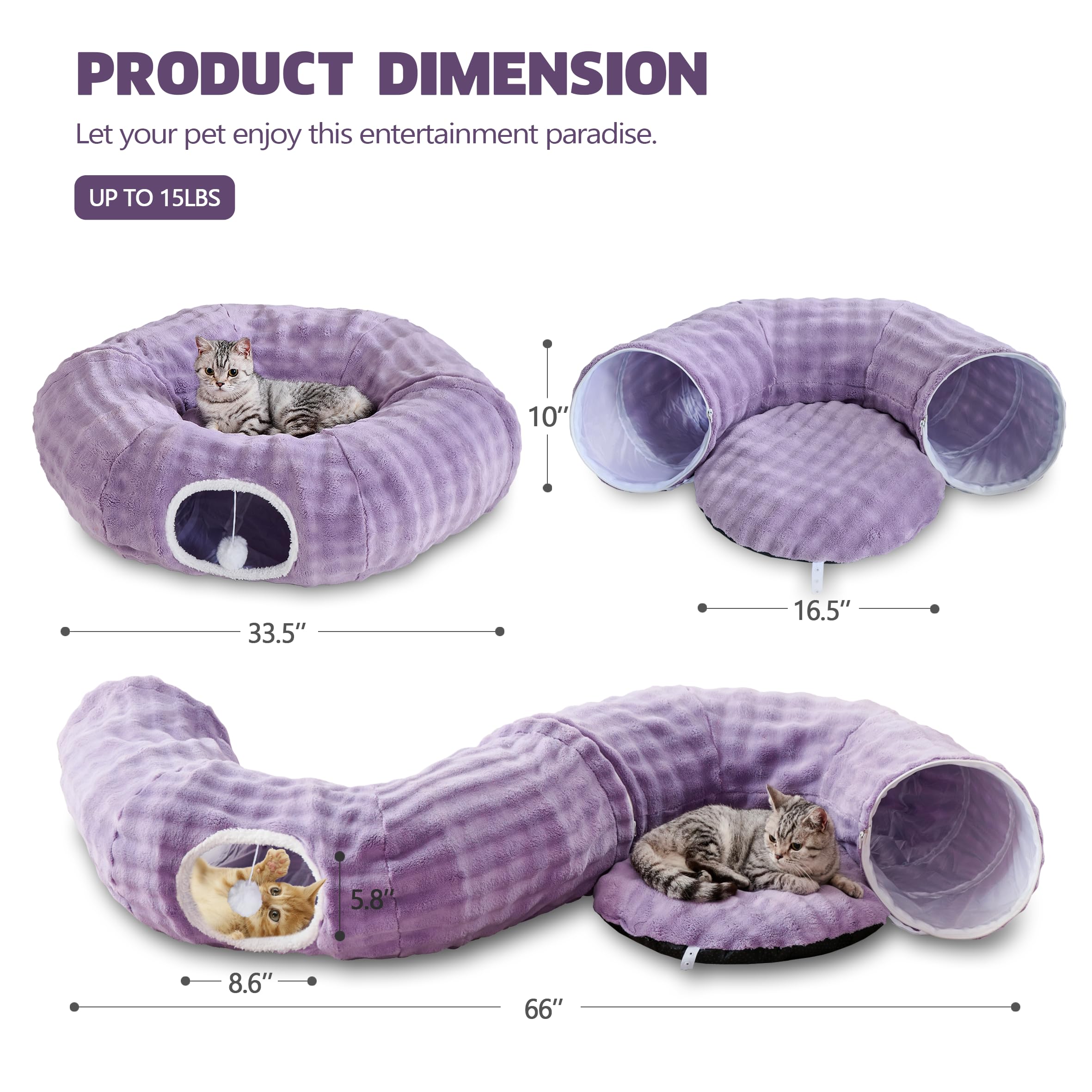 Yaning Bubble Cat Tunnel removable inner bed simplifies cleaning and care.