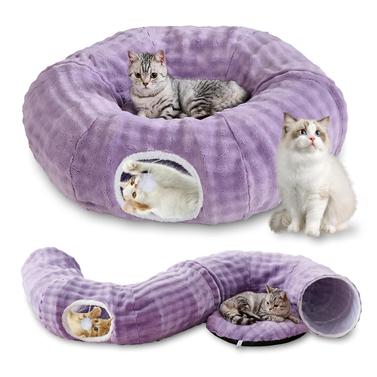Yaning Bubble Cat Tunnel round peep hole offers a cozy hideaway for cats.