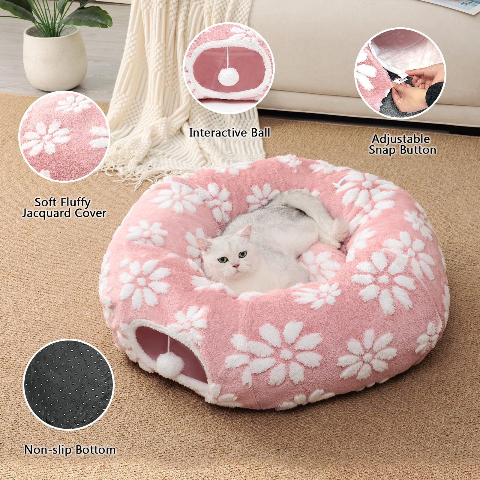 Yaning cat tunnel folded flat for compact storage.