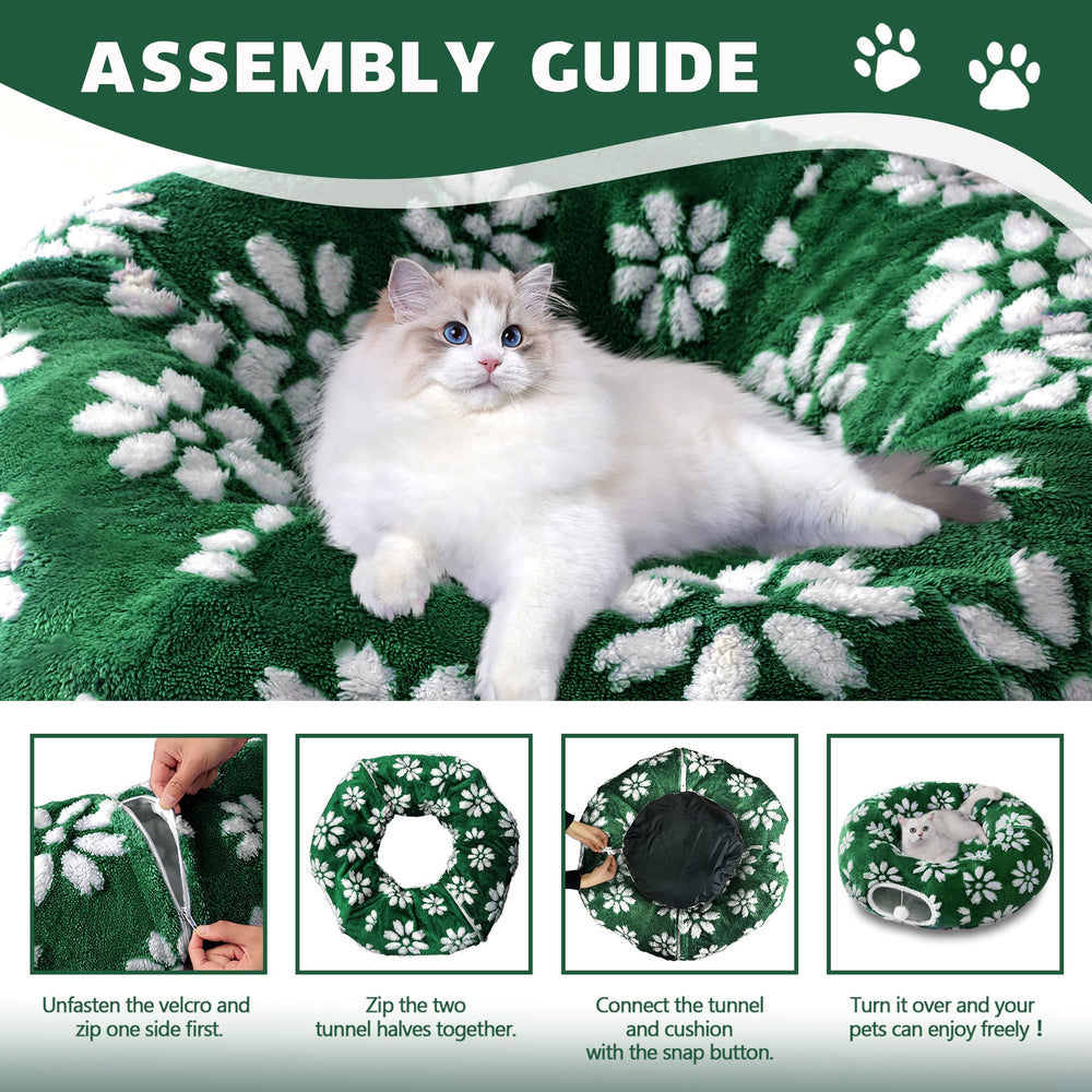 Yaning cat-tunnel Green Flower color enhances home decor while entertaining pets.
