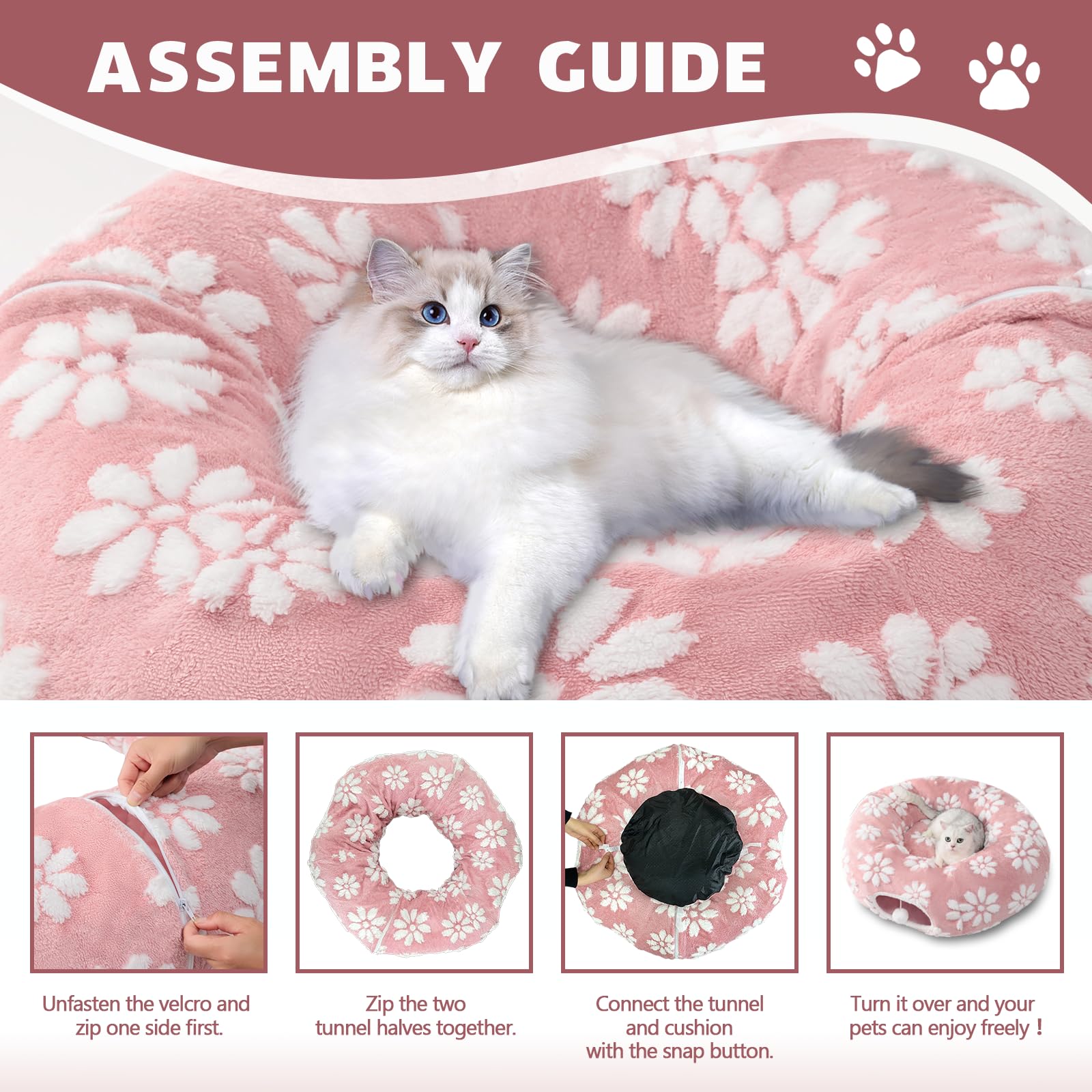 Yaning cat tunnel non-slip bottom keeps it stable during play.