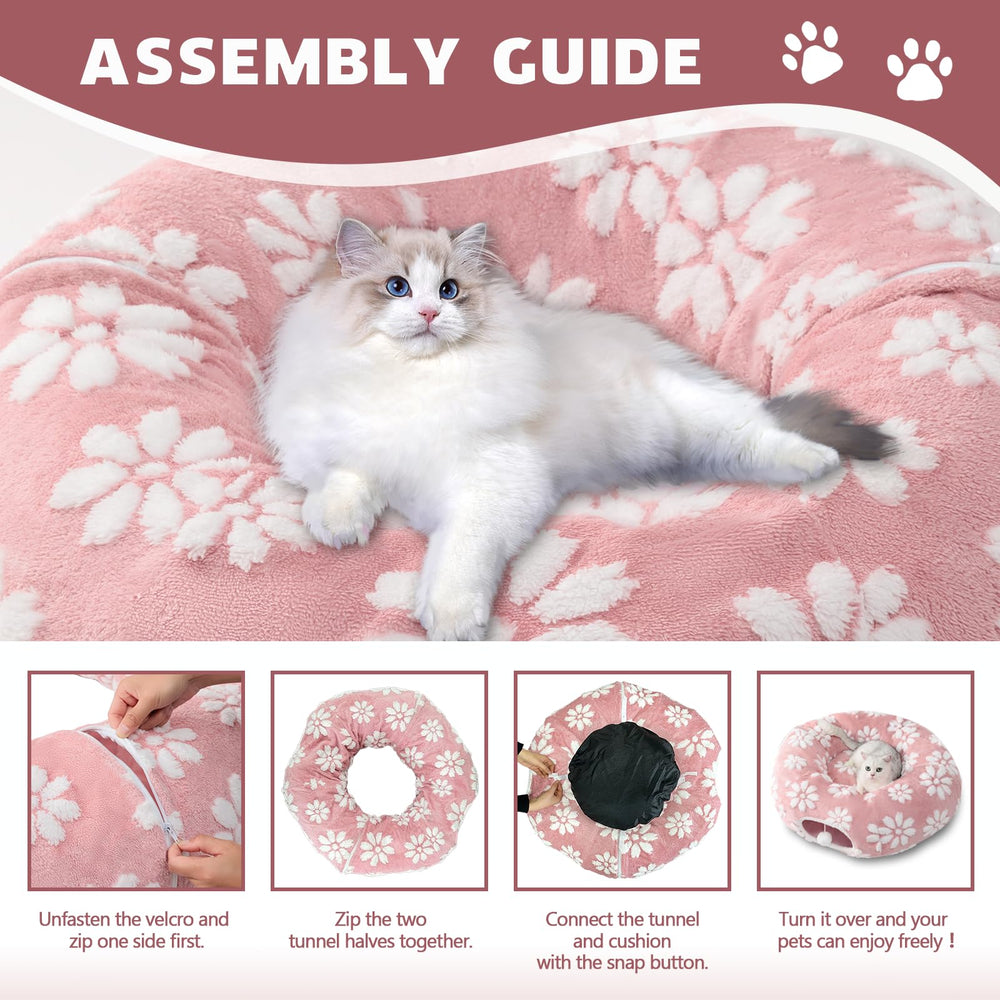 Yaning cat tunnel non-slip bottom keeps it stable during play.