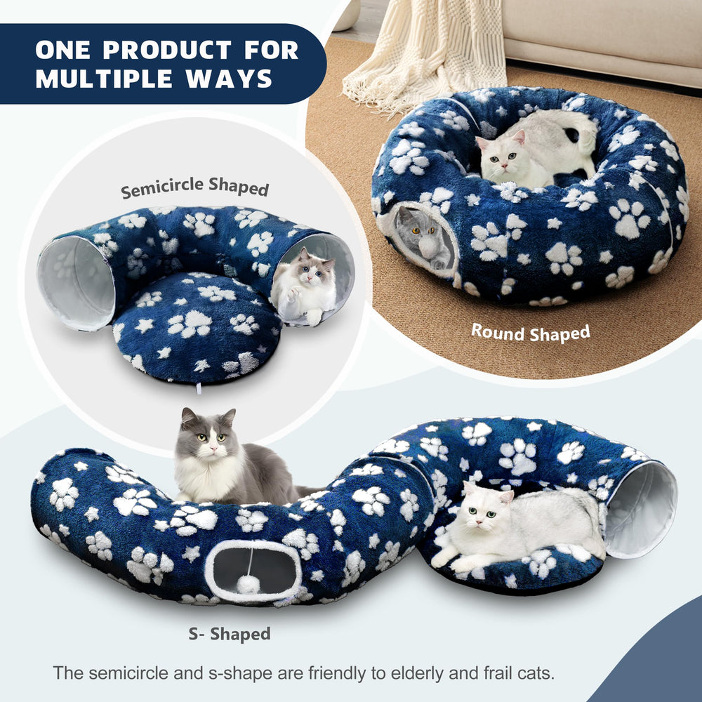 Yaning cat tunnel peep hole invites curiosity and safe viewing.