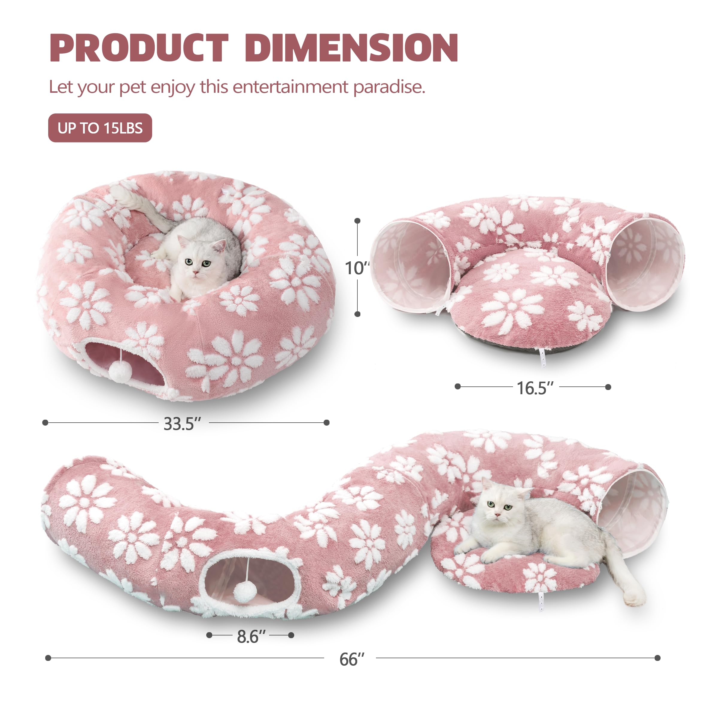 Yaning cat tunnel donut bed cushion removable and washable.