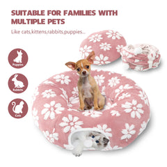 Yaning cat tunnel round donut bed shape for lounging.