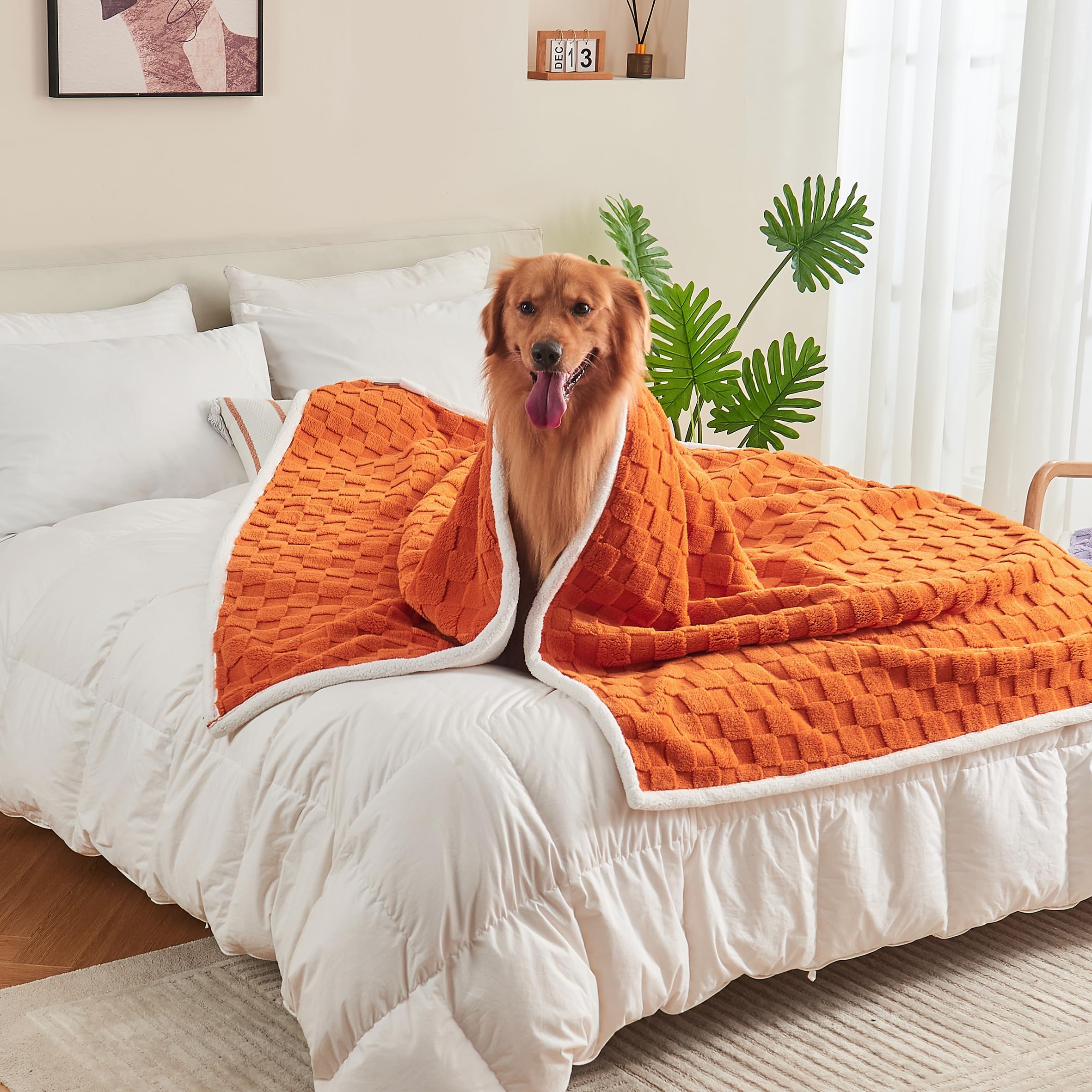 Yaning checkered waterproof blanket features 3D jacquard pattern for modern style.