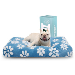 Yaning dog bed 30x20 blue flower cover removable for easy cleaning and quick refresh.