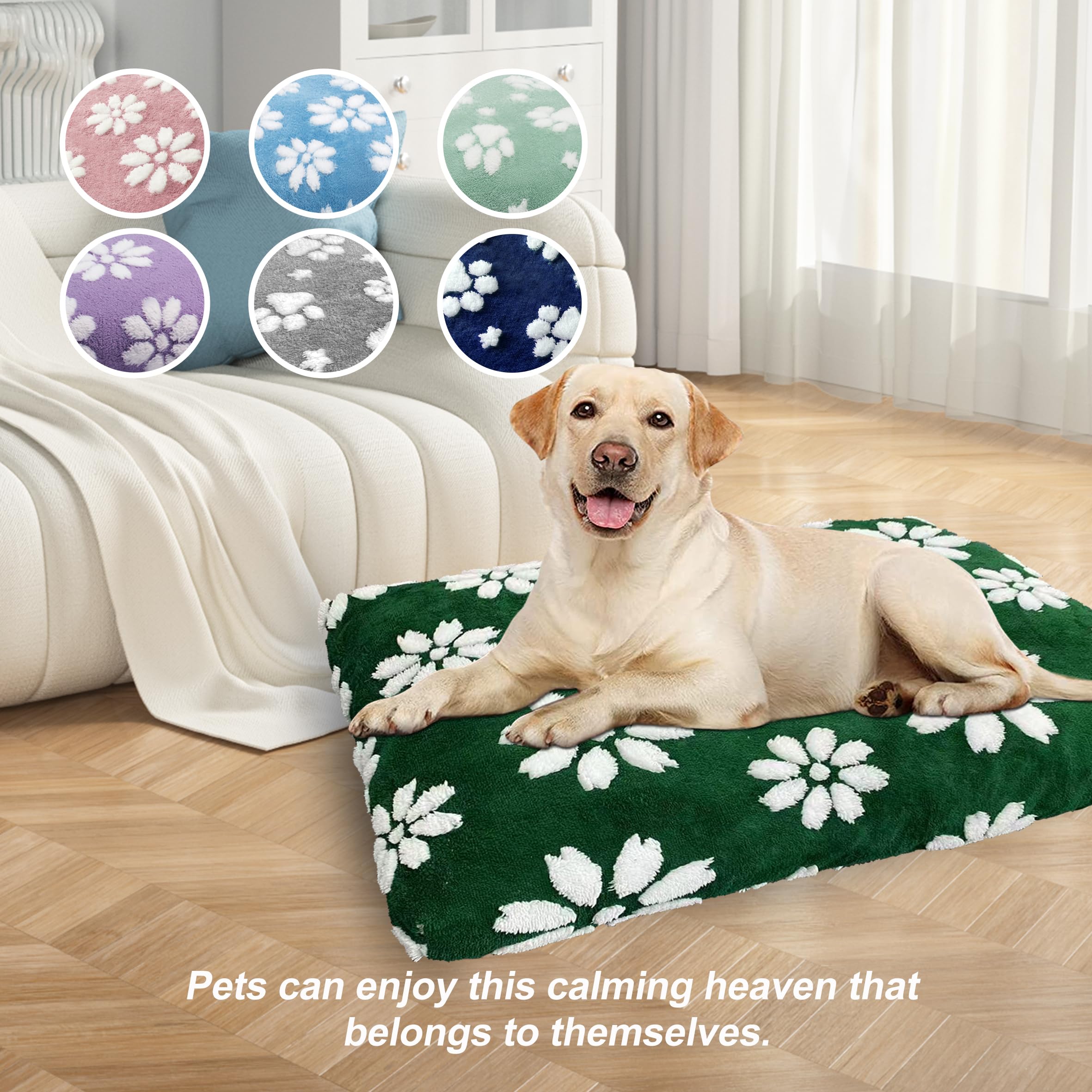 Yaning dog bed 30x20 green flower anti-slip bottom keeps bed in place