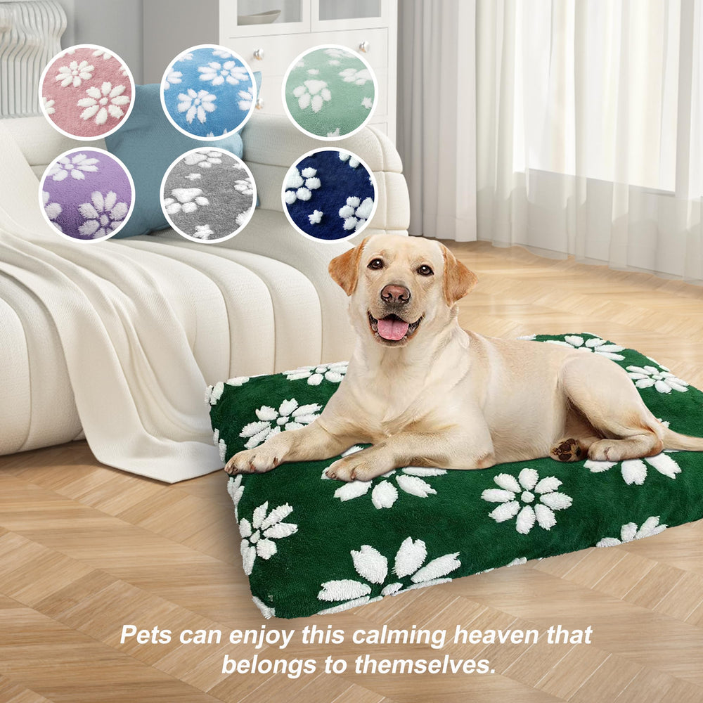 Yaning dog bed 30x20 green flower anti-slip bottom keeps bed in place