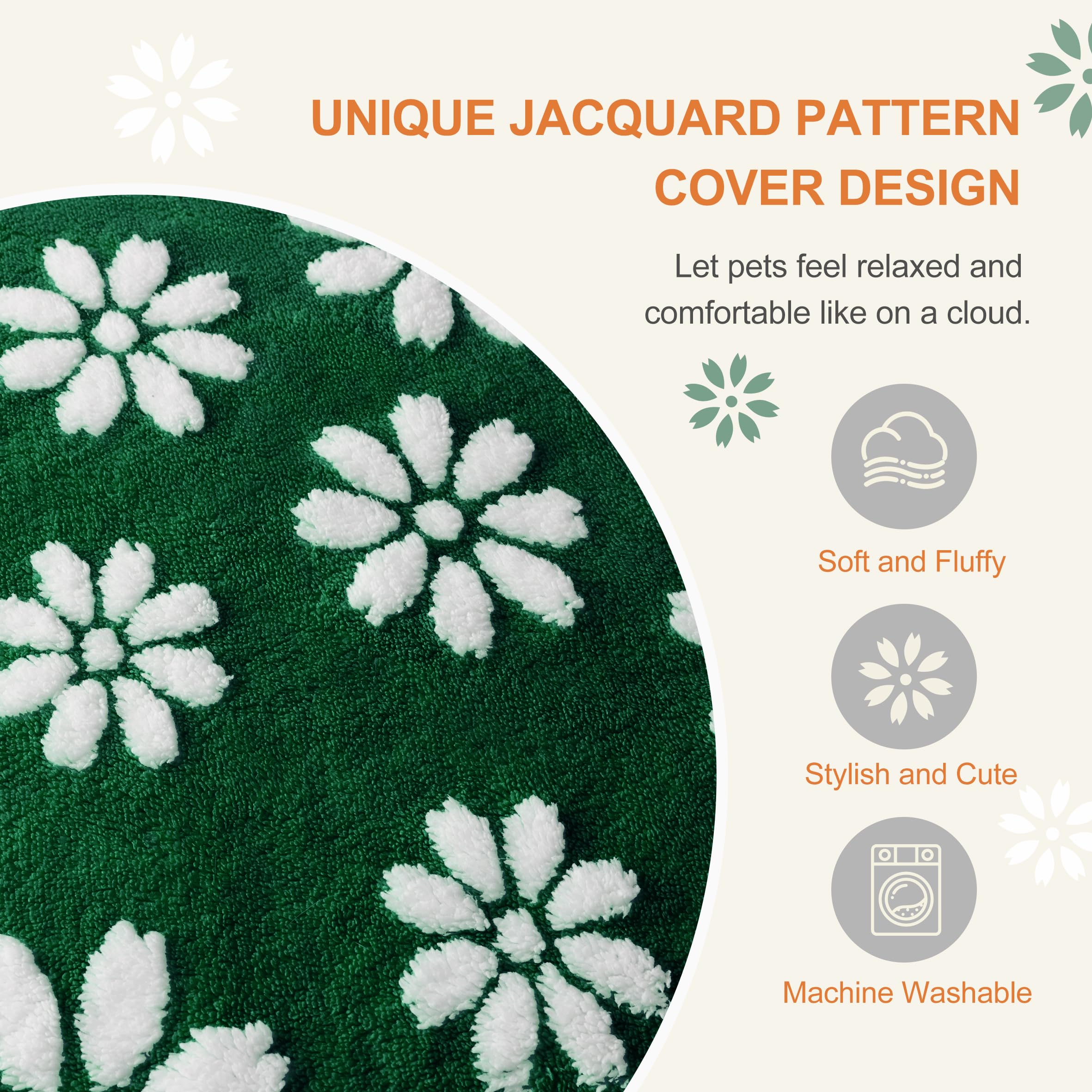 Yaning dog bed 30x20 green flower fits crates for a comfy retreat