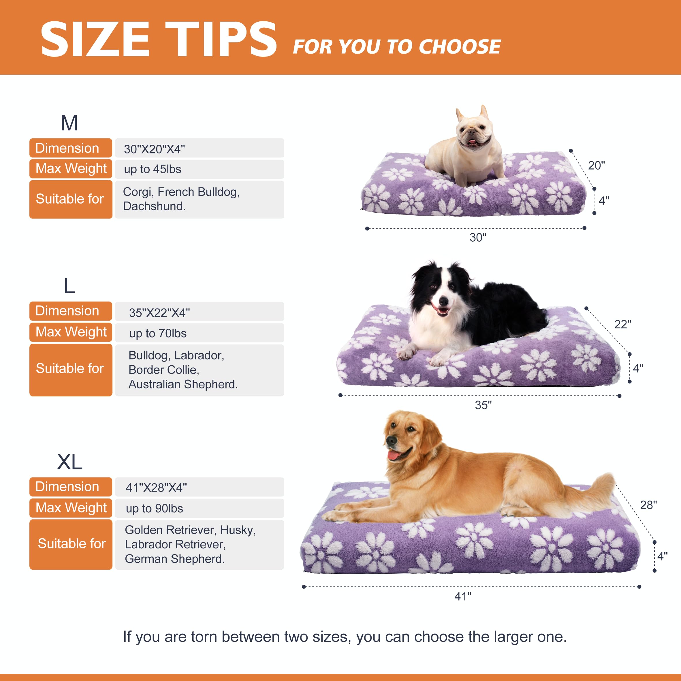 Yaning purple flower dog bed in room for large dogs
