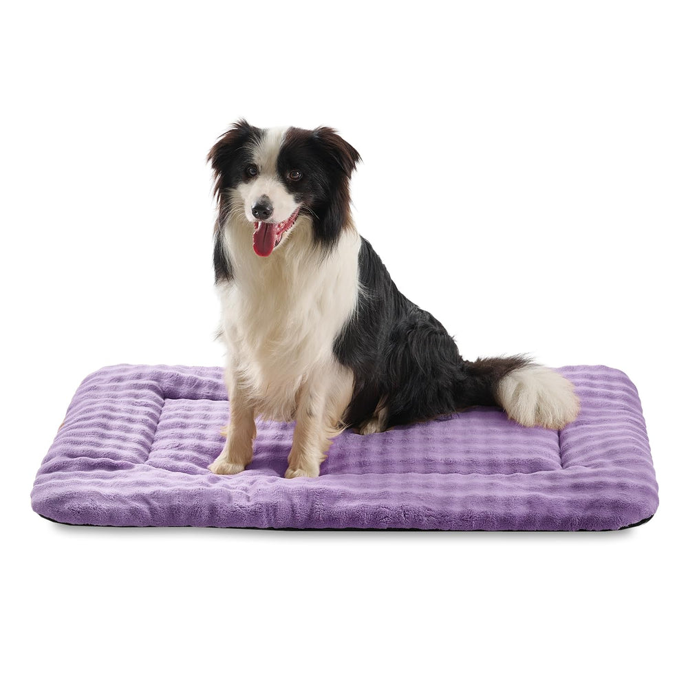 Yaning dog bed mat dusty purple 36x23 shows 3D bubble pattern and size fit