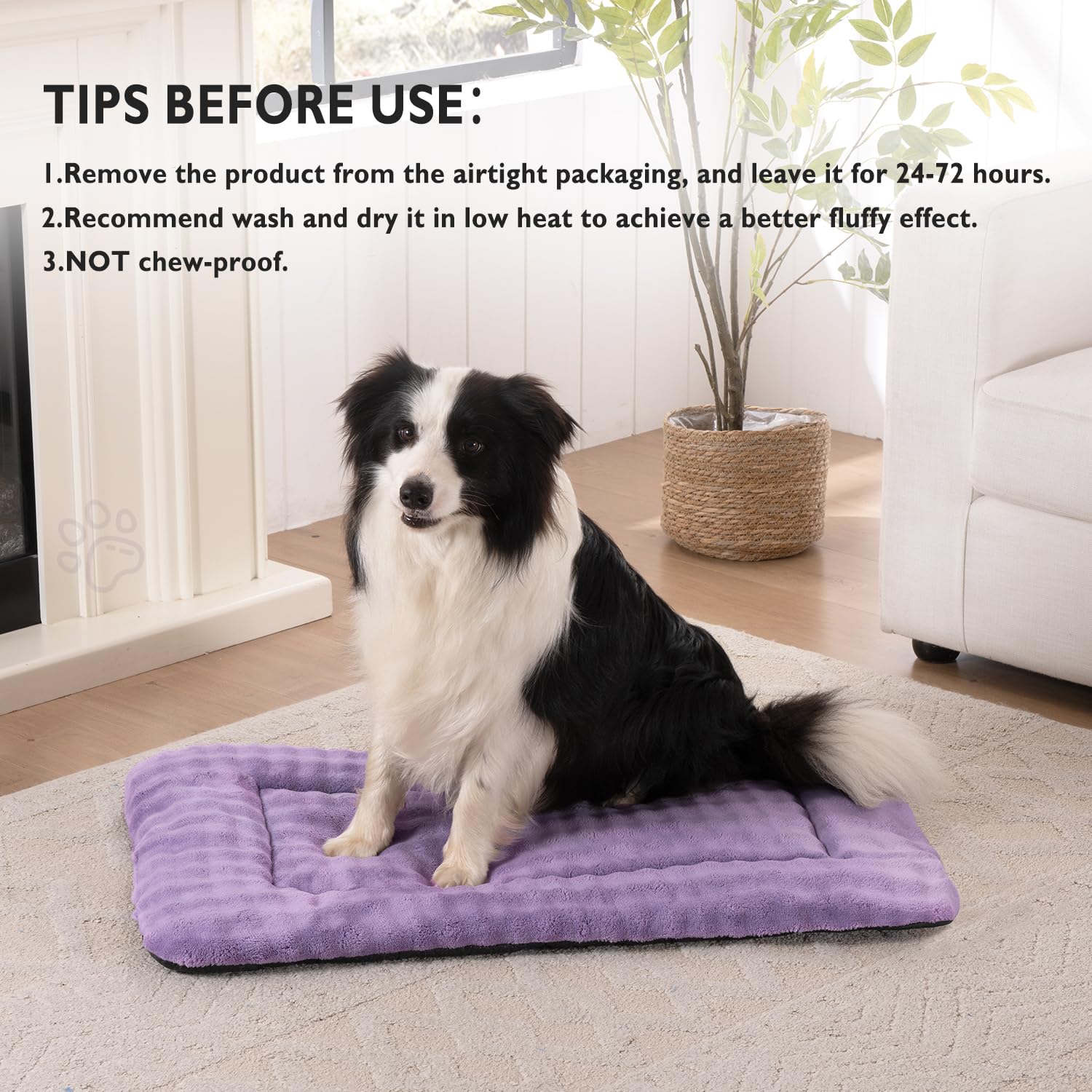Yaning mat with non-slip bottom keeps crate or floor stable