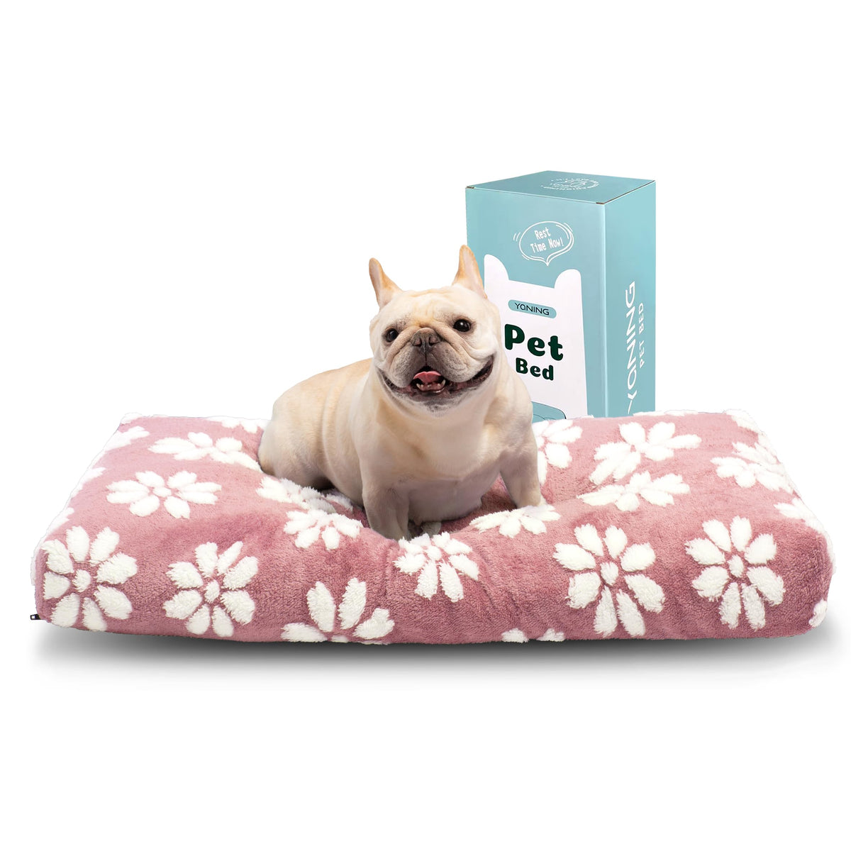 Yaning dog bed plush top view shows ultra-soft comfort for small and medium dogs