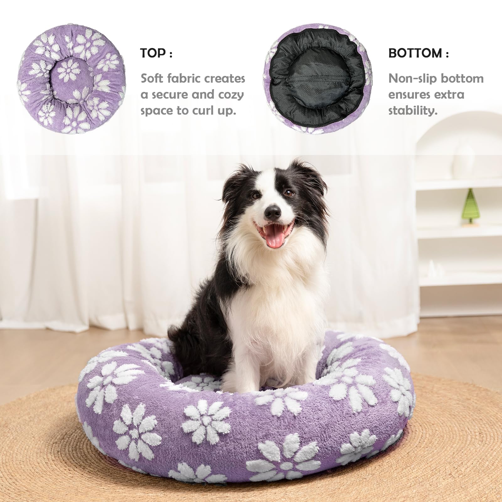 Yaning donut bed 360-degree calming design aids anxiety relief and restful sleep.