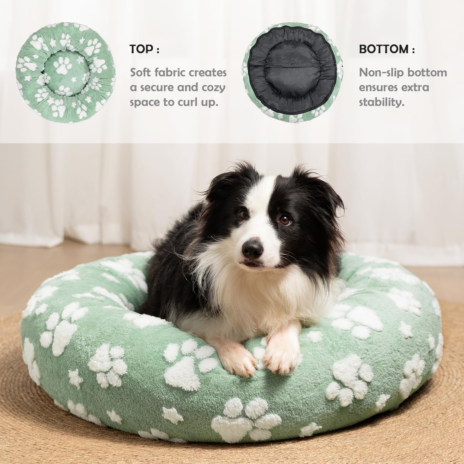 Yaning donut bed close-up showing 360-degree calming design