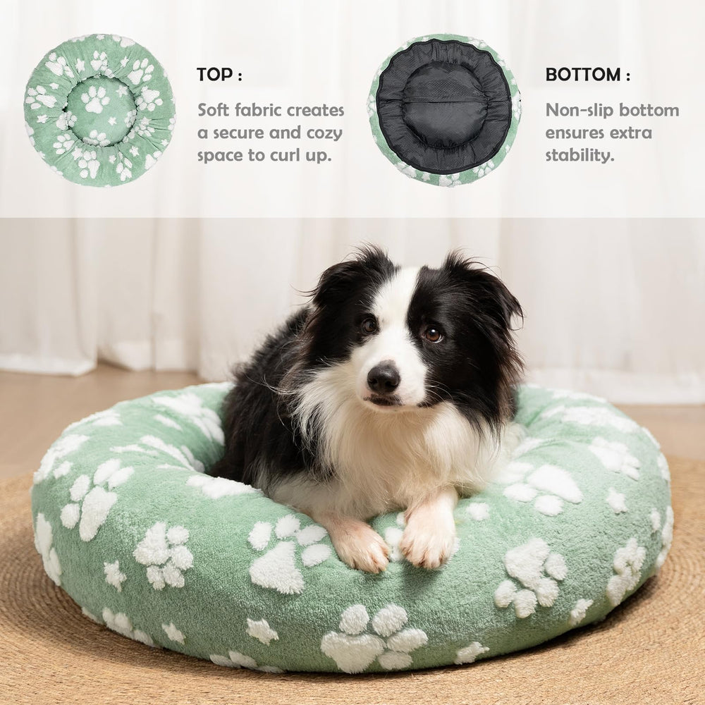 Yaning donut bed close-up showing 360-degree calming design
