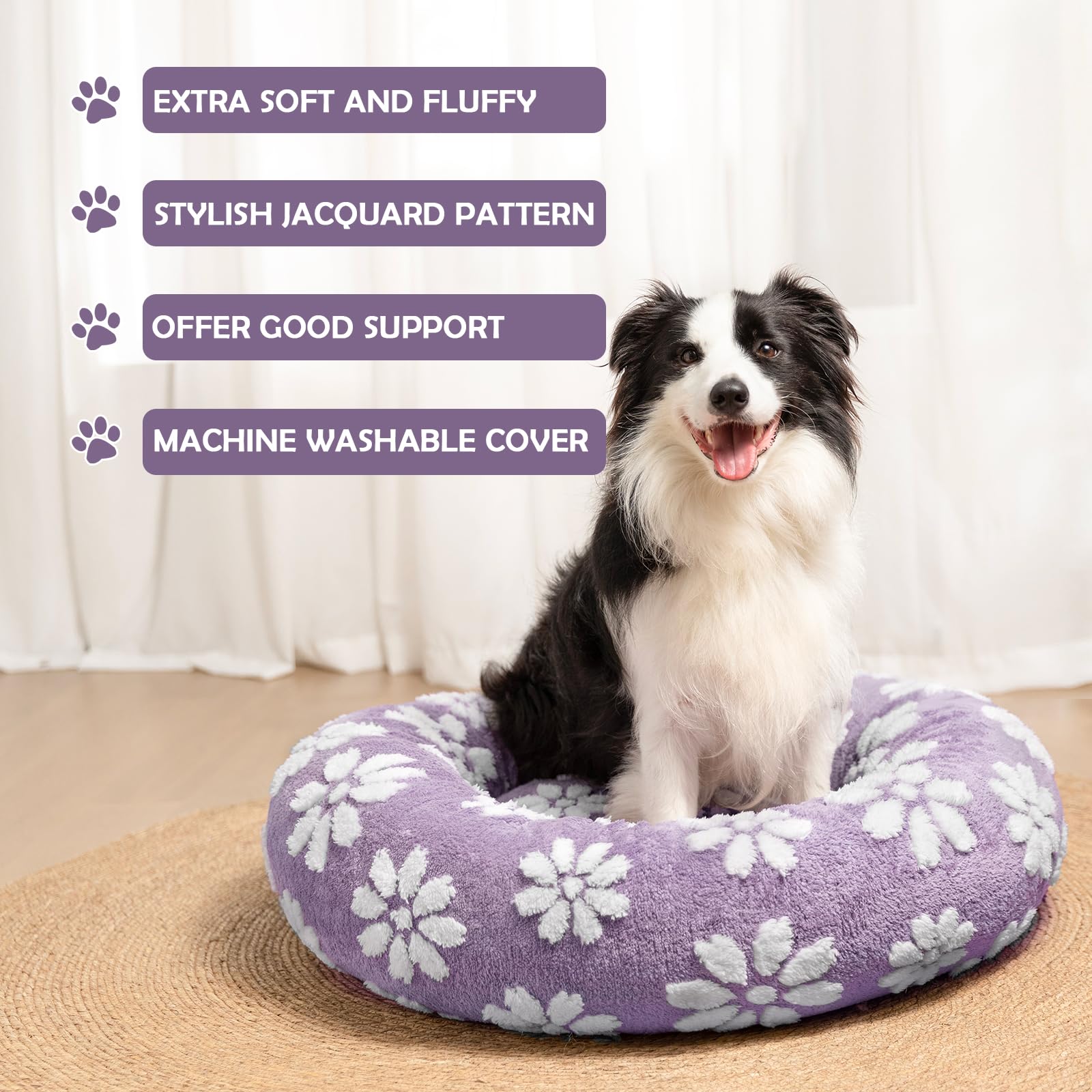 Yaning Donut Bed 360 surround design emphasizes calm, safe, enclosed space for pets.