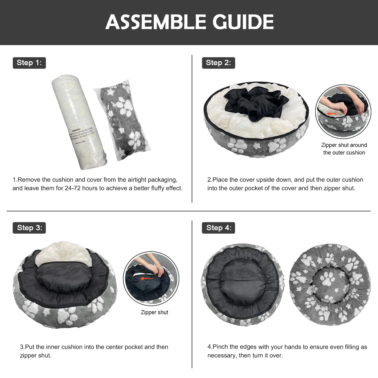 Yaning donut bed anti-slip bottom prevents shifting during play and sleep