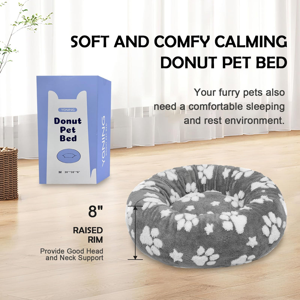 Yaning donut bed features chic jacquard pattern adding home decor style