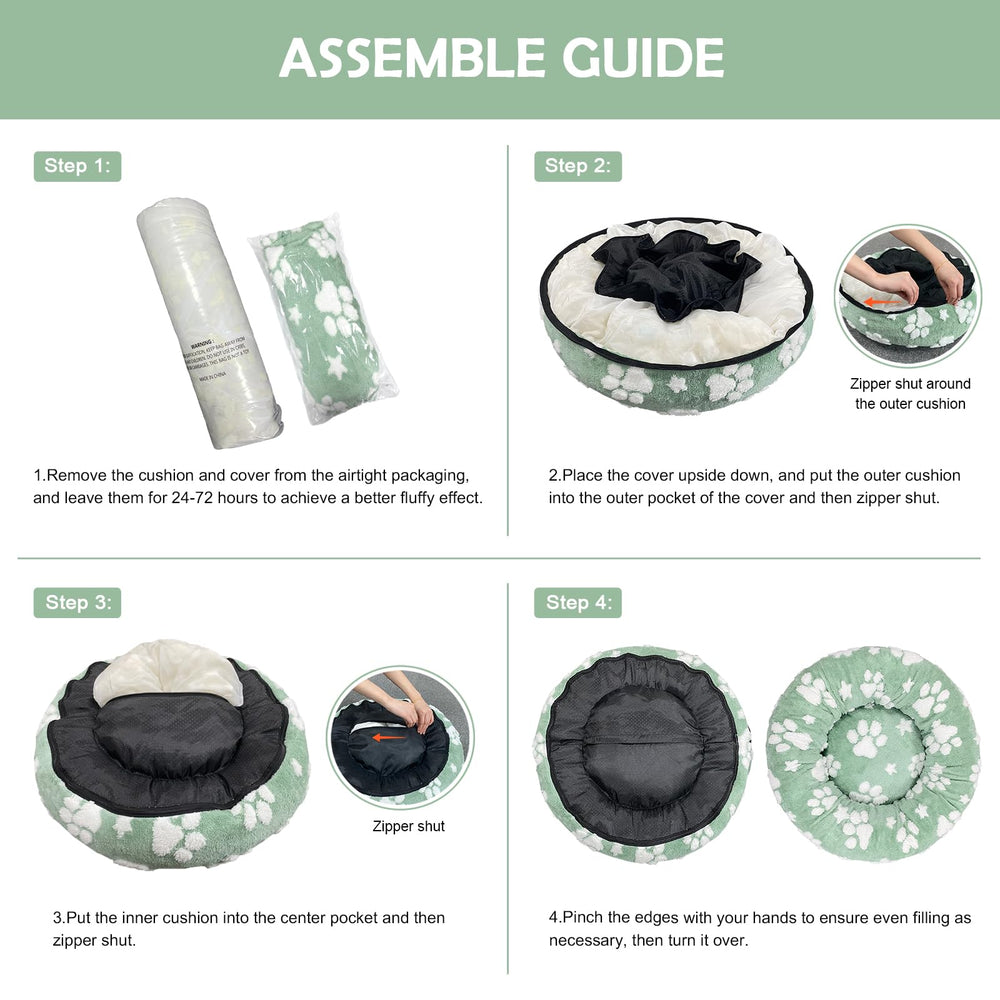 Yaning Donut Bed—calming green color complements home decor