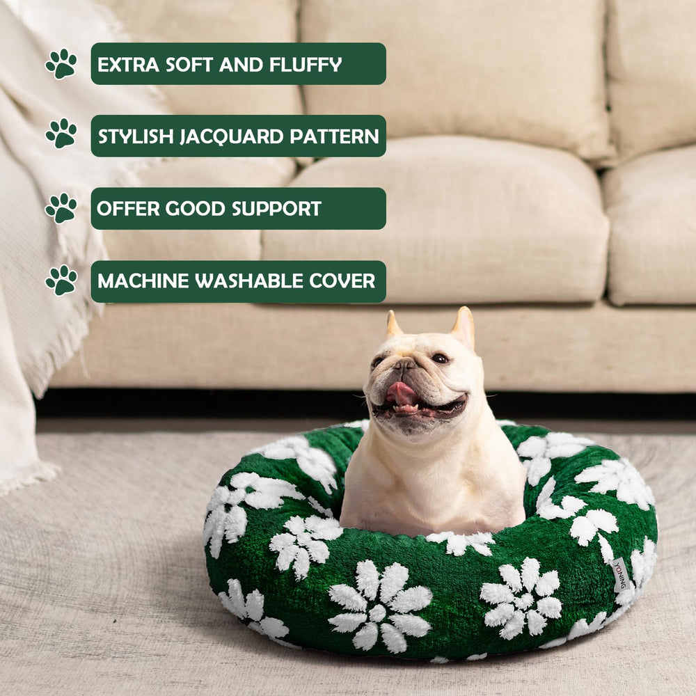 Yaning donut bed head neck support demonstrates elevated comfort for pets.