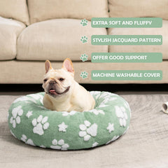 Yaning Donut Bed fabric close-up reveals ultra-soft plush texture.