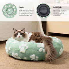 Yaning Donut Bed top view highlights ample space for curling.