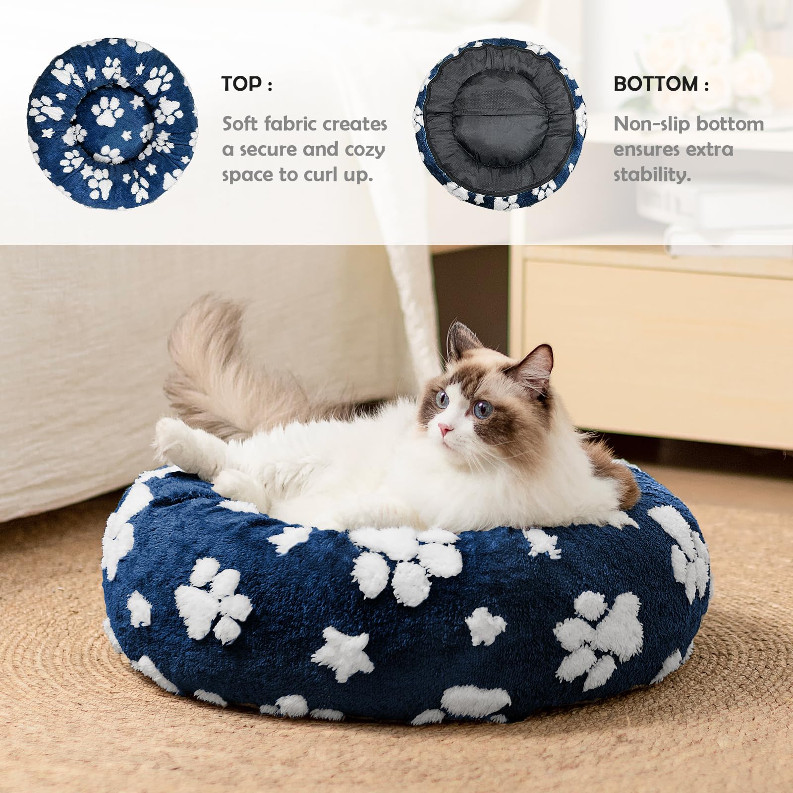 Yaning Donut Bed with 360 surround design supports calm naps.