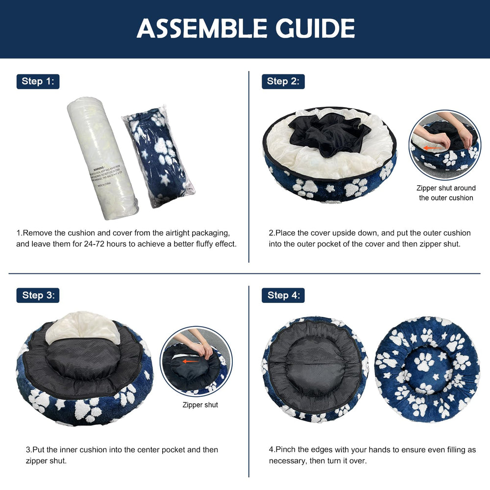 Yaning Donut Bed anti-slip bottom stays put on floors.