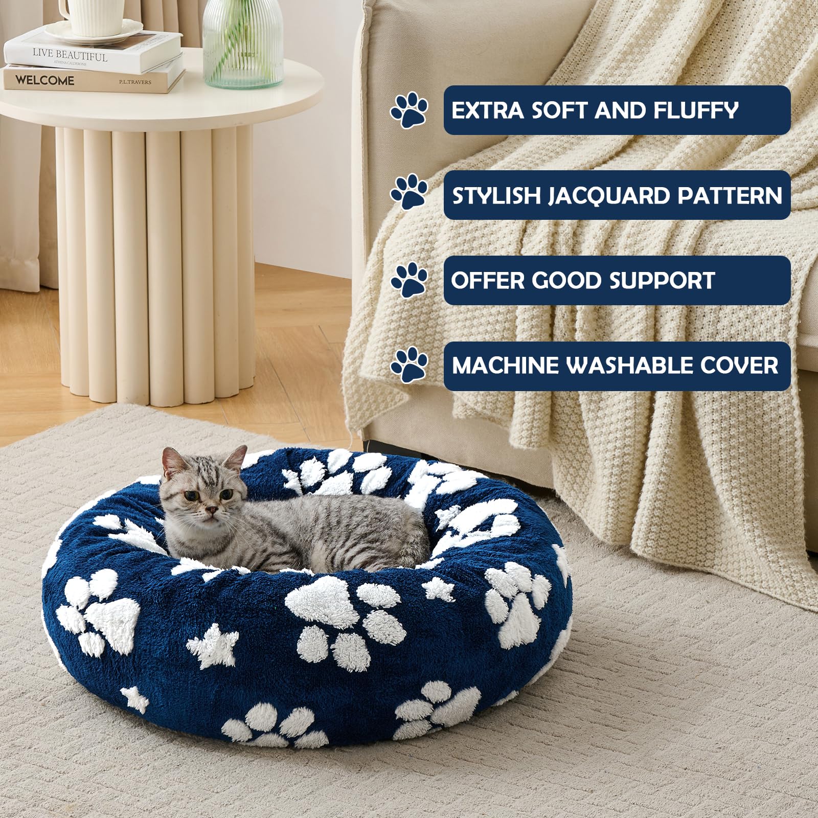 Yaning Donut Bed donut shape cradles small pets for restful sleep.