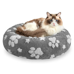 Yaning donut bed soft plush close up highlights cozy texture for pets