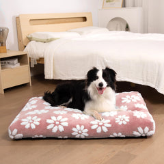 Yaning large dog bed in crate 35x22 inches pink flower design offers a cozy calming space.