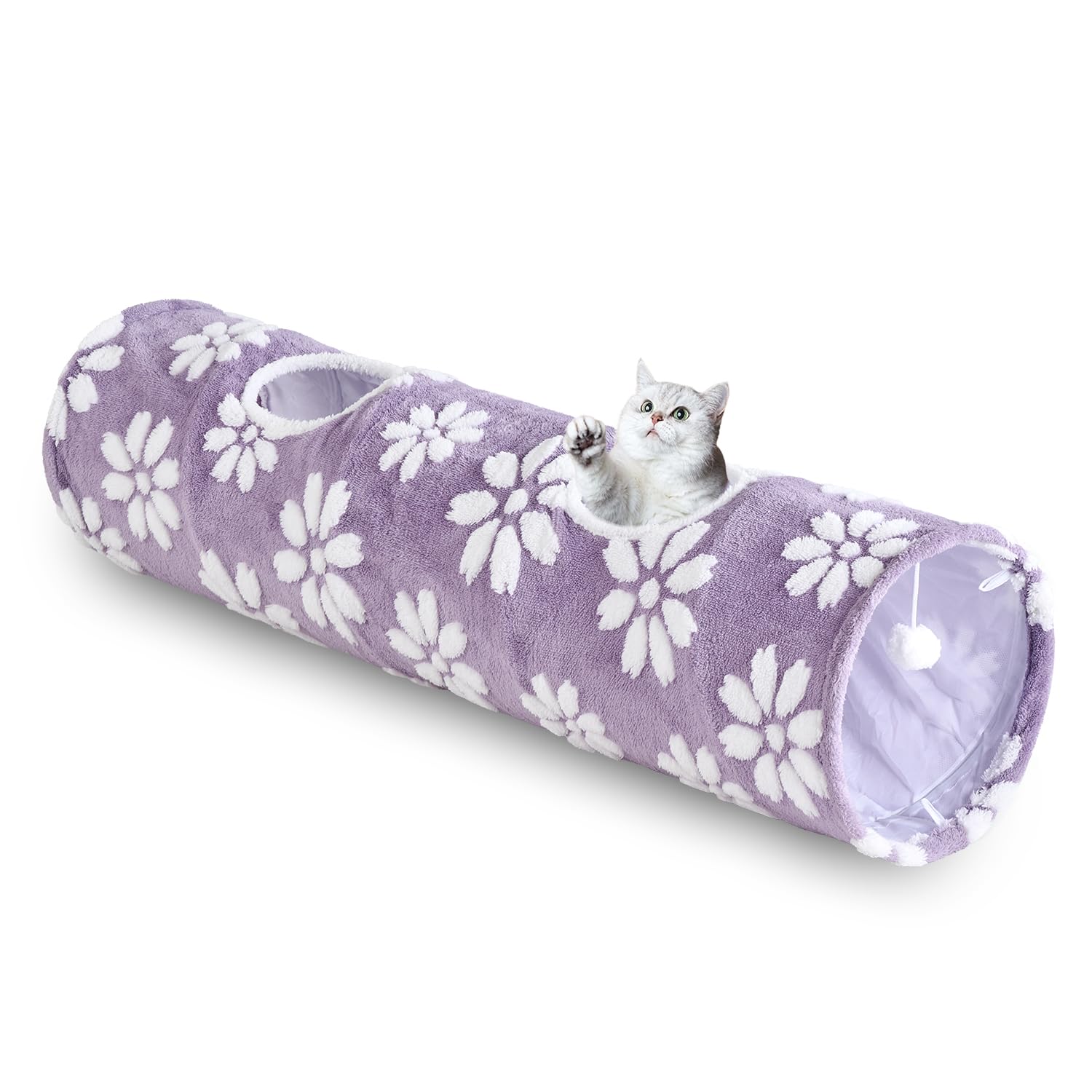 Yaning straight cat tunnel open view 47x12 for active exploration and agility