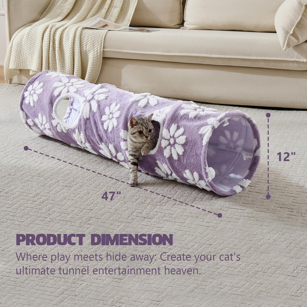 Yaning collapsible cat tunnel packed flat for easy storage and portability