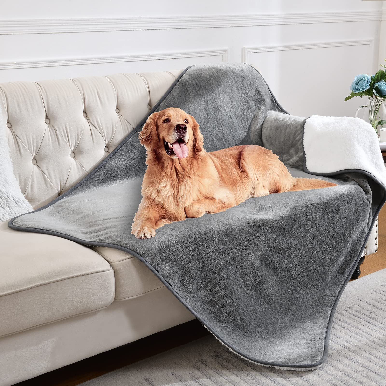 Yaning waterproof blanket reversible sherpa and flannel sides for cozy versatility