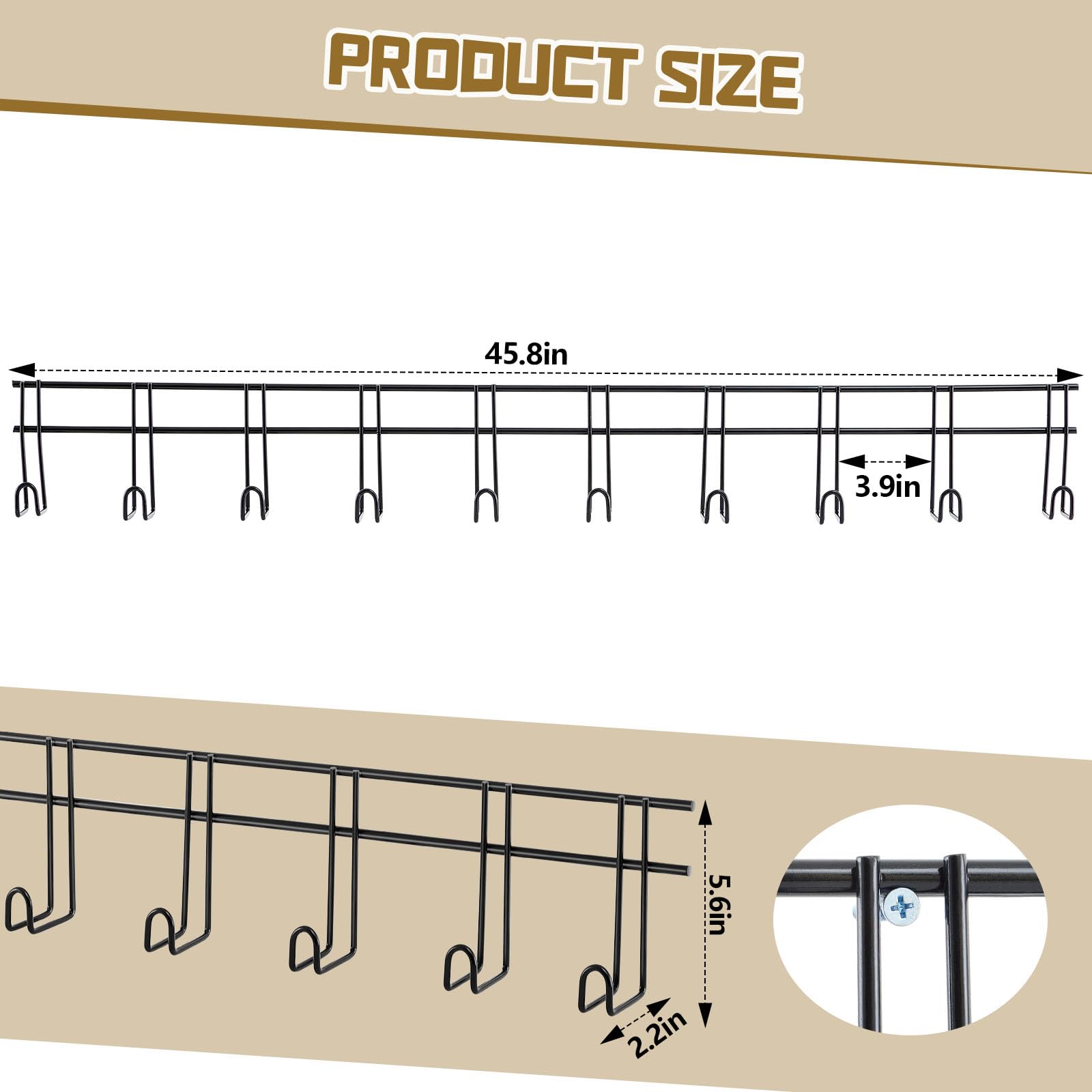 Yaocom bridle hooks wall mount display highlighting ten-hook versatility for reins and halters.