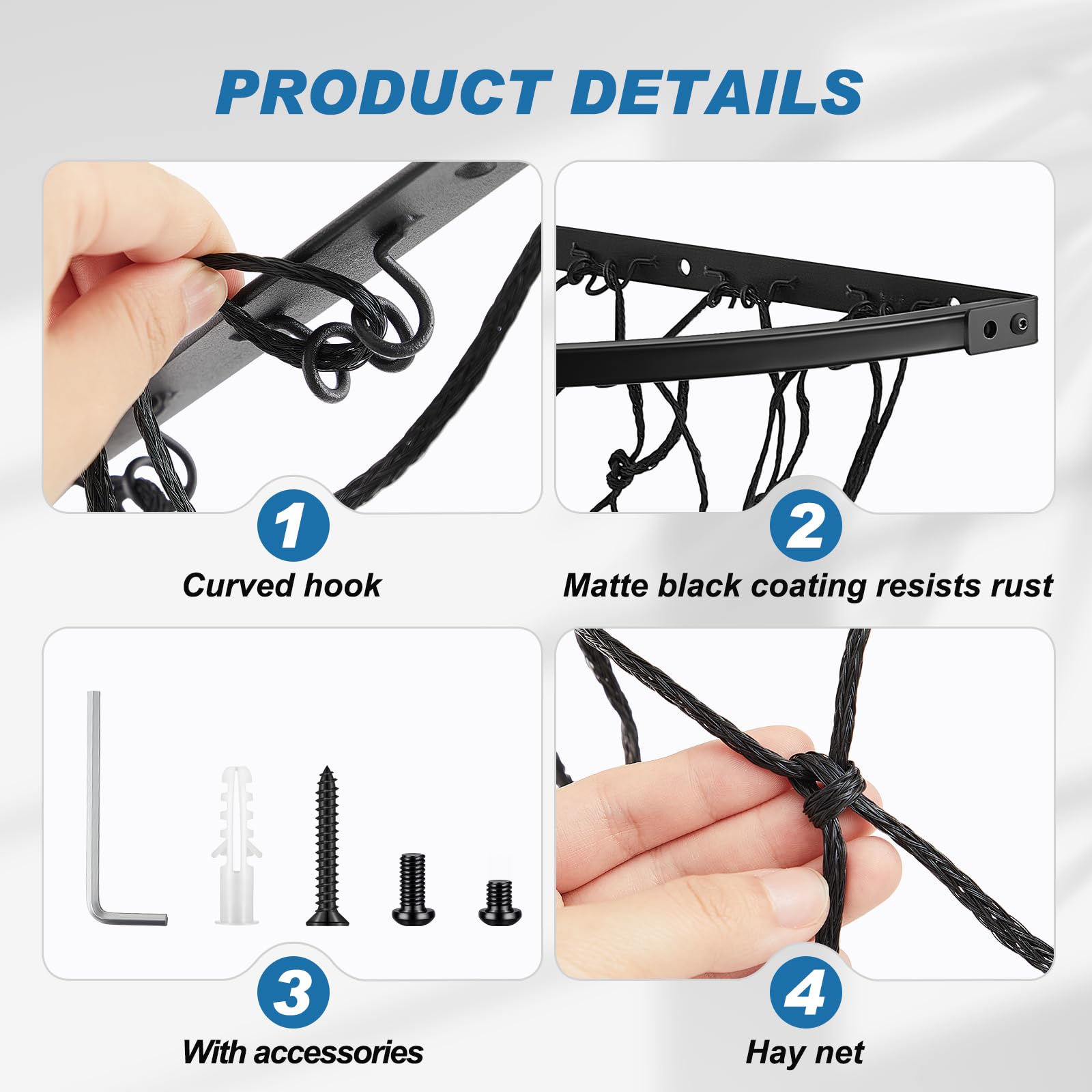 Yaocom metal hay feeder frame highlights durability and rust resistance.