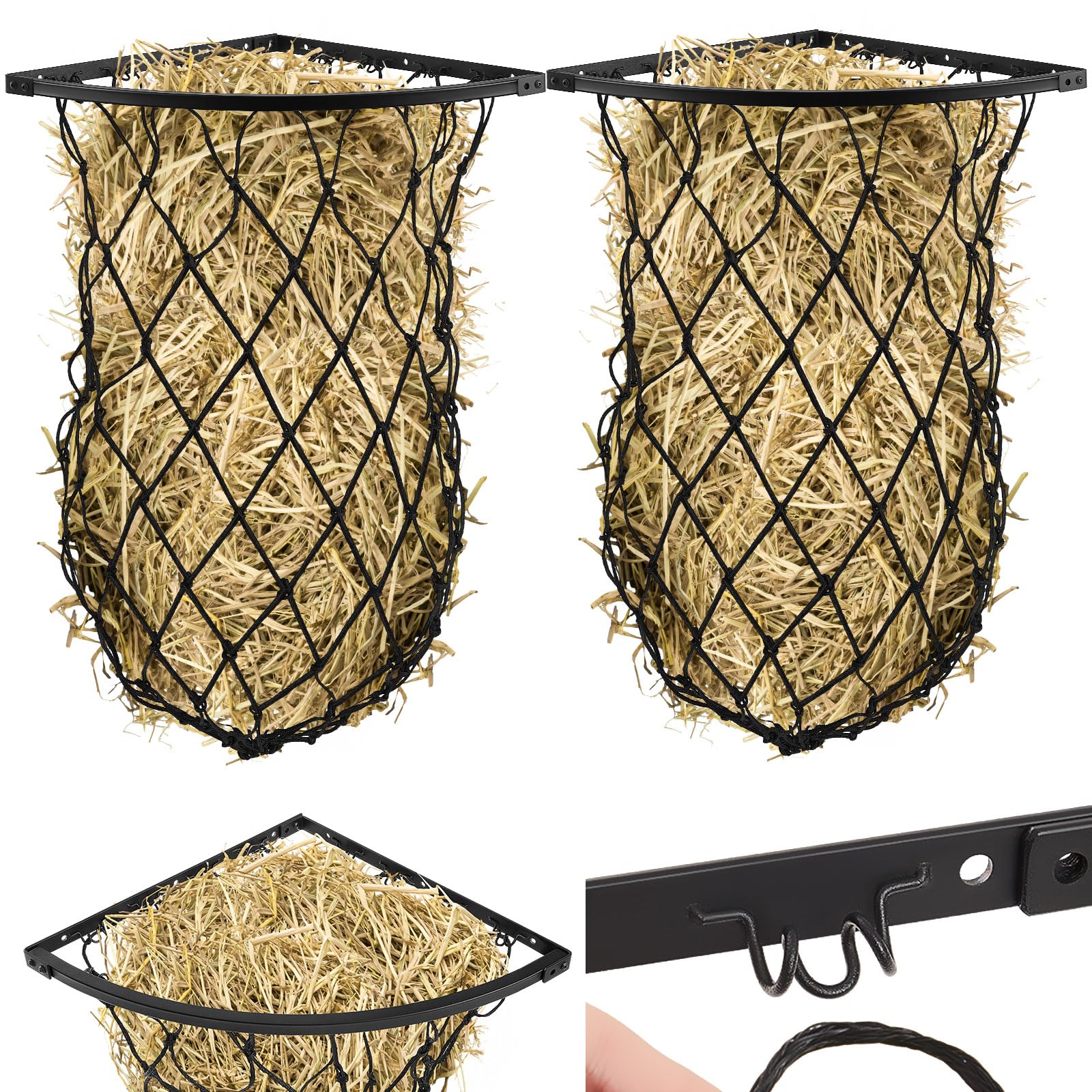 Yaocom corner hay feeder frame set in a stable corner, rust-resistant and durable.