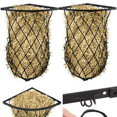 Yaocom corner hay feeder frame set in a stable corner, rust-resistant and durable.