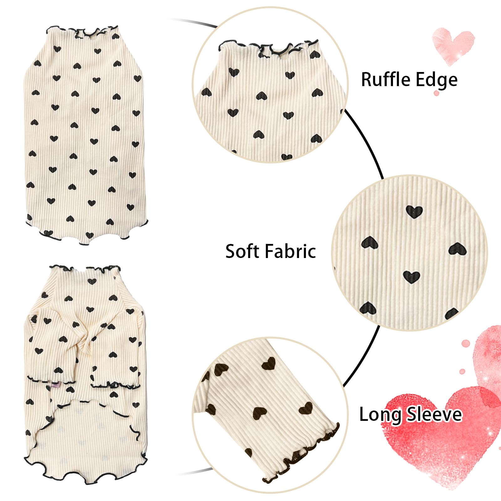 Yaopelky heart print shirt back view highlights stretchable fit for easy movement