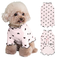 Yaopelky heart-print shirt in pink on a small dog for cool, stylish outings