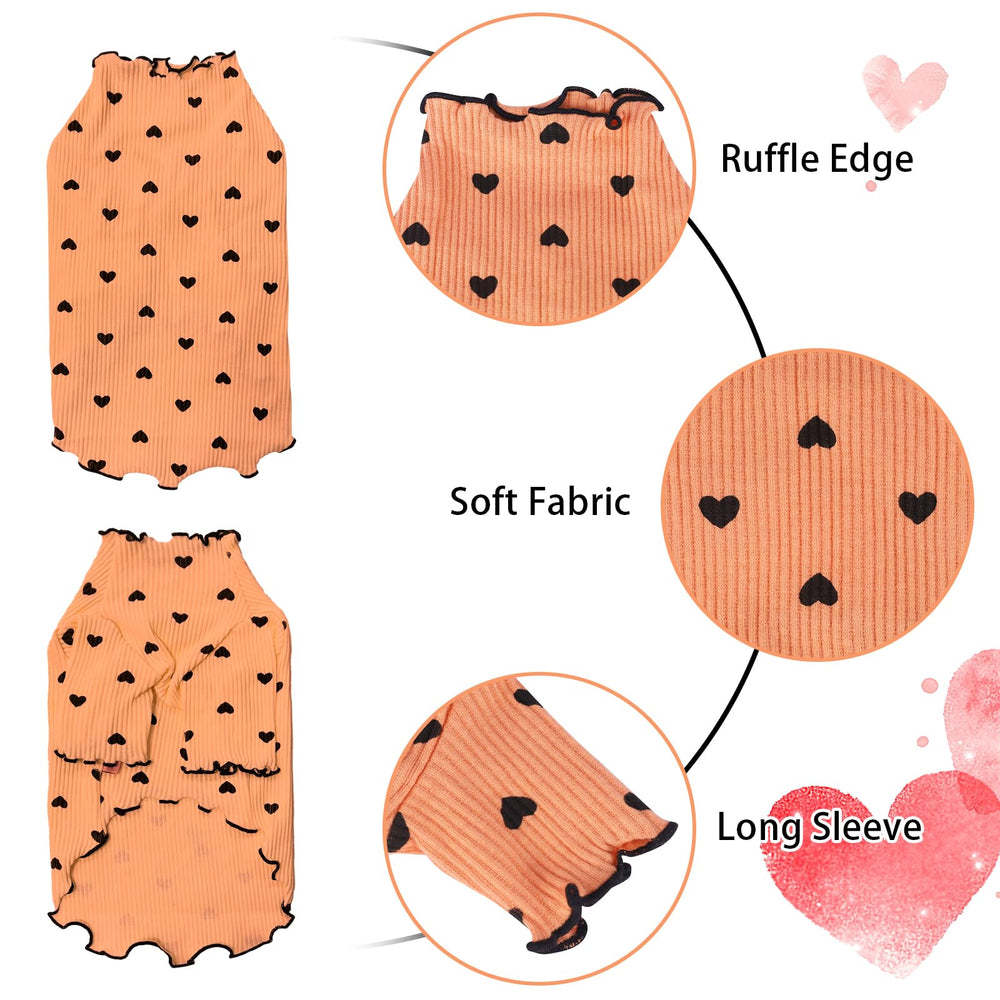 Yaopelky summer-fall pet outfit with ruffle long sleeves for chic photos