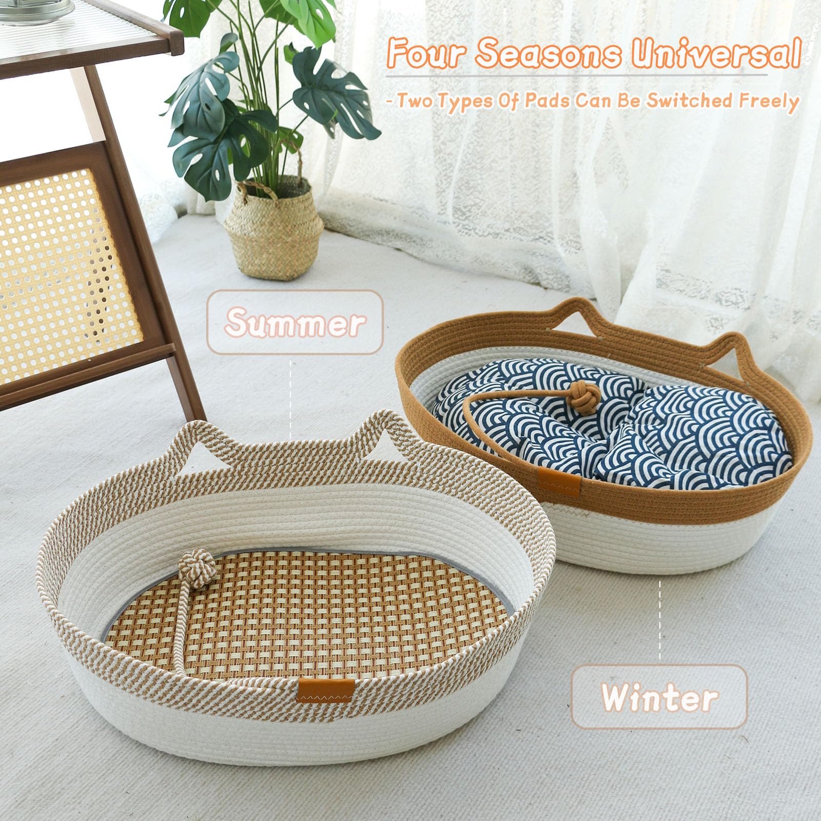 Yaruiguang cat bed with toy tail feature for playful enrichment