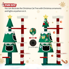 YARUOMY Christmas Cat Tree two condos offer privacy and cozy retreats