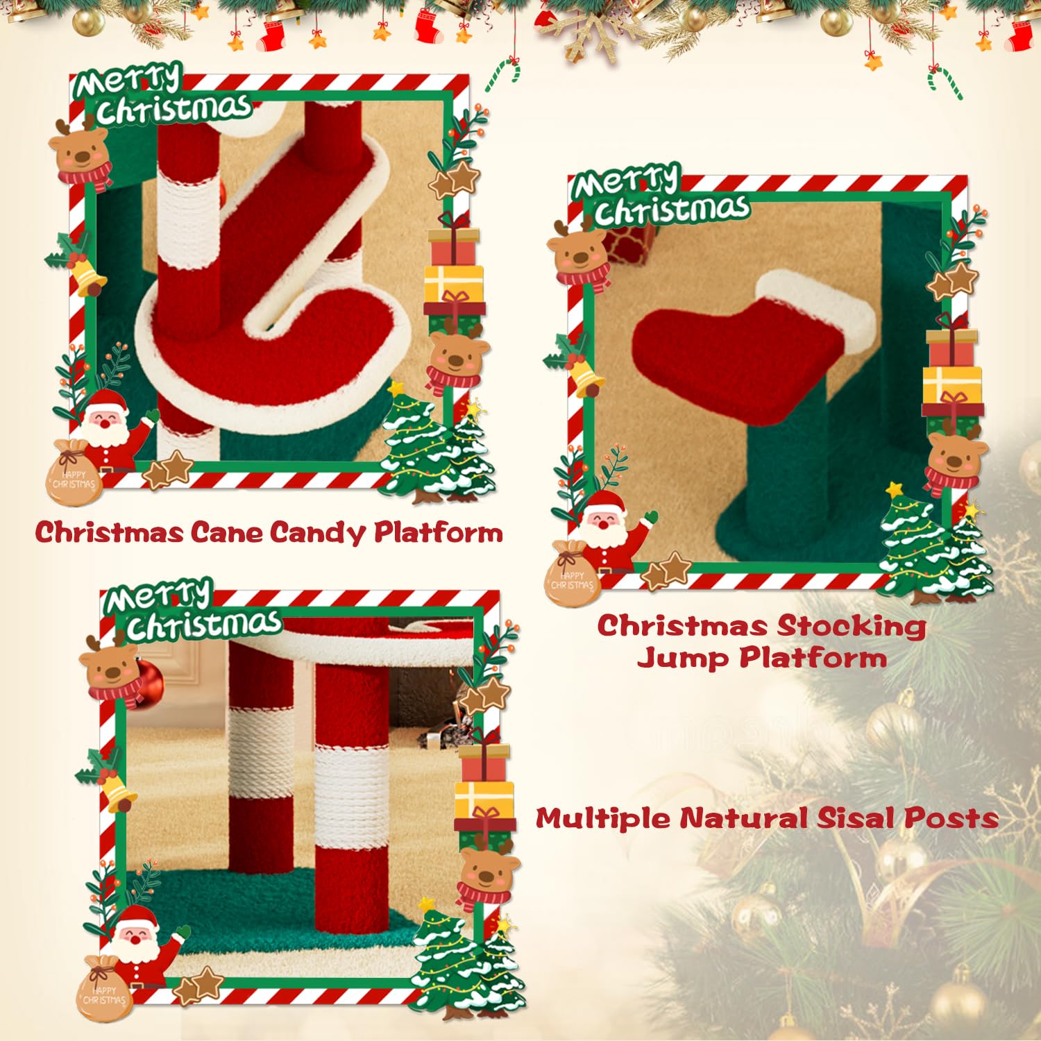 YARUOMY Christmas Cat Tree DIY stickers enable festive customization